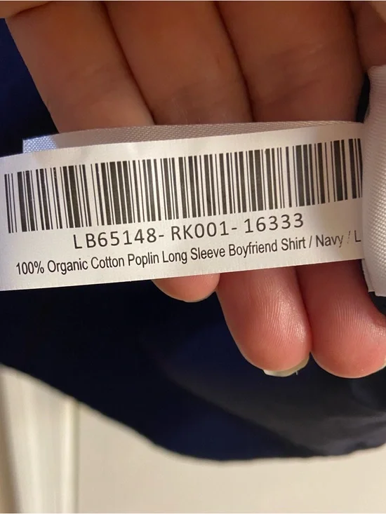 Quince Poplin Long Sleeve Boyfriend button front shirt navy Large NWT - Picture 8 of 8